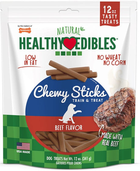 12 oz Nylabone Healthy Edibles Natural Chewy Sticks Beef Flavor