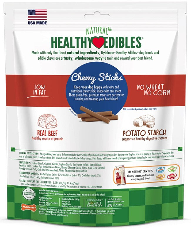 Nylabone Healthy Edibles Natural Chewy Sticks Beef Flavor - PetMountain.com