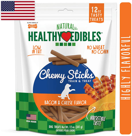 84 oz (7 x 12 oz) Nylabone Healthy Edibles Natural Chewy Sticks Bacon and Cheese Flavor