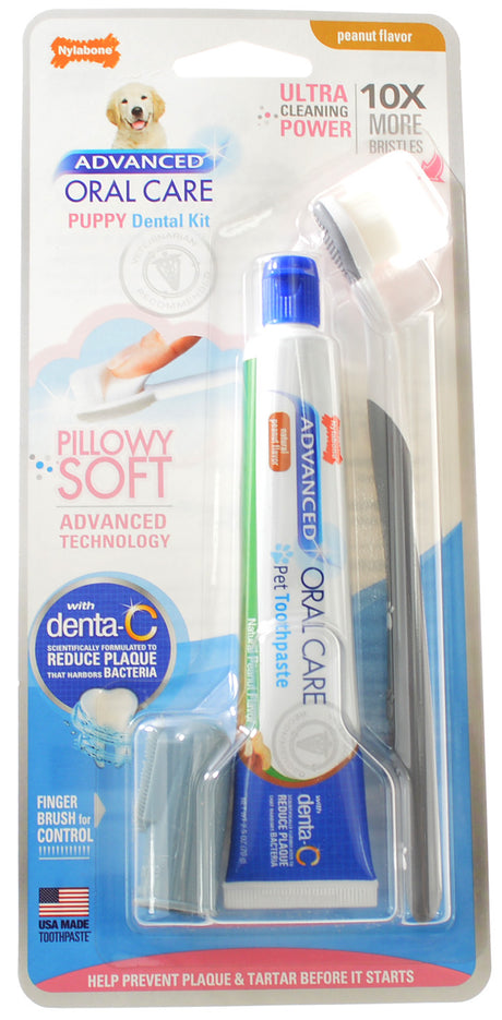 9 count Nylabone Advanced Oral Care Puppy Dental Kit with Pillowy Soft-Bristle Toothbrush