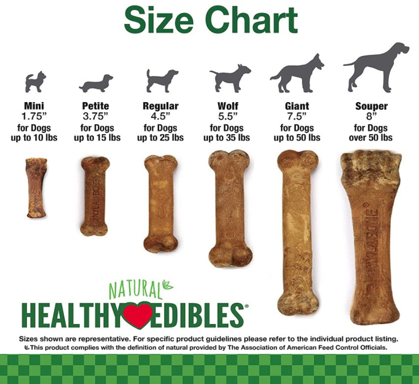 36 count (3 x 12 ct) Nylabone Healthy Edibles Chews Bacon Wolf