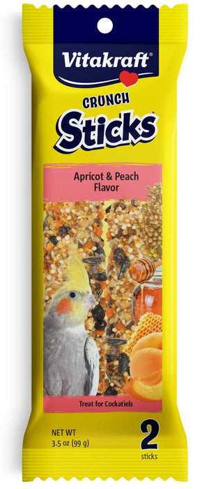12 count (6 x 2 ct) Vitakraft Crunch Sticks Apricot and Peach Cockatiel Treats