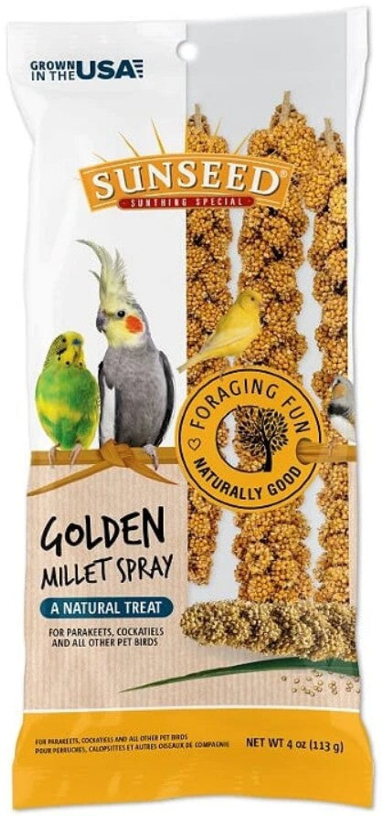 48 oz (12 x 4 oz) Sunseed Golden Millet Spray Natural Bird Treat