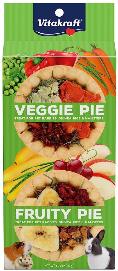 8 count (4 x 2 ct) Vitakraft Veggie and Fruity Pie Treat for Rabbits, Guinea Pigs, and Hamsters