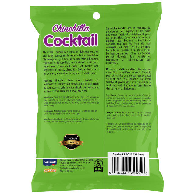 4.5 oz Vitakraft Chinchilla Cocktail Forage Treat Made with Real Fruit