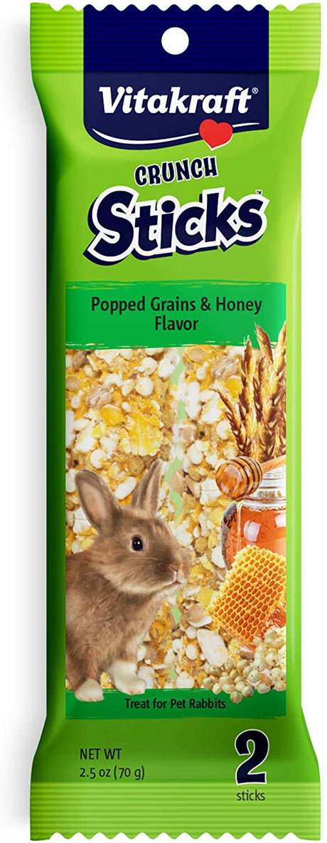 36 count (18 x 2 ct) Vitakraft Rabbit Crunch Sticks Popped Grains and Honey