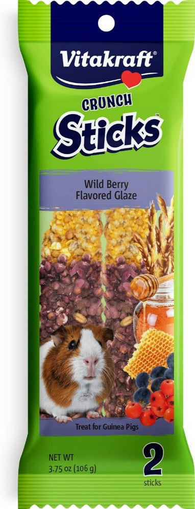 12 count (6 x 2 ct) Vitakraft Guinea Pig Crunch Sticks Wild Berry Flavored Glaze