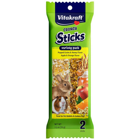2 count Vitakraft Crunch Sticks Variety Pack Rabbit and Guinea Pig Treats Popped Grains and Apple