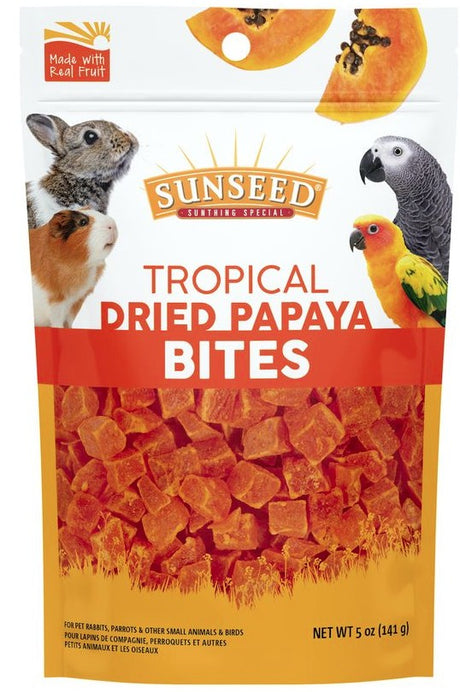 60 oz (12 x 5 oz) Sunseed Tropical Dried Papaya Bites for Birds and Small Animals