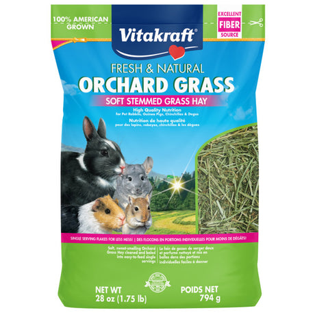 168 oz (6 x 28 oz) Vitakraft Orchard Grass Soft Stemmed Grass Hay