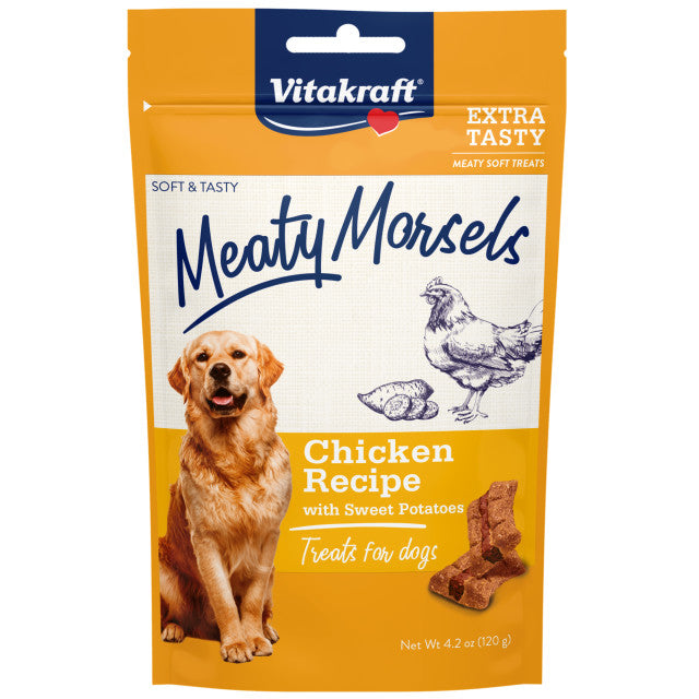 4.2 oz Vitakraft Meaty Morsels Mini Chicken Recipe with Sweet Potato Dog Treat