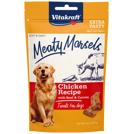 4.2 oz Vitakraft Meaty Morsels Mini Chicken Recipe with Beef and Carrots Dog Treat