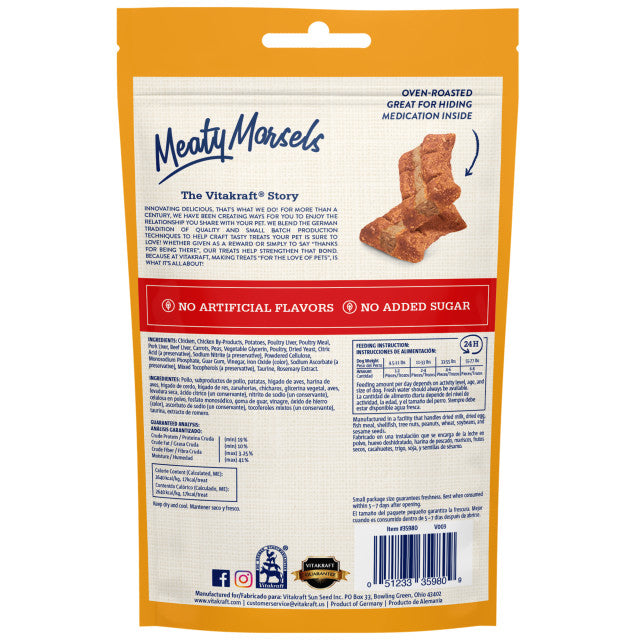 25.2 oz (6 x 4.2 oz) Vitakraft Meaty Morsels Mini Chicken Recipe with Beef and Carrots Dog Treat