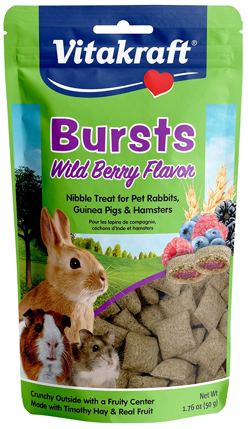 Vitakraft Bursts Treat for Rabbits, Guinea Pigs and Hamsters Wild Berry Flavor - PetMountain.com