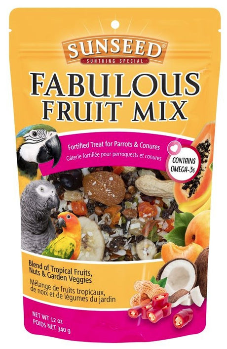 72 oz (6 x 12 oz) Sunseed Fabulous Fruit Mix Fortified Treat for Parrots and Conures