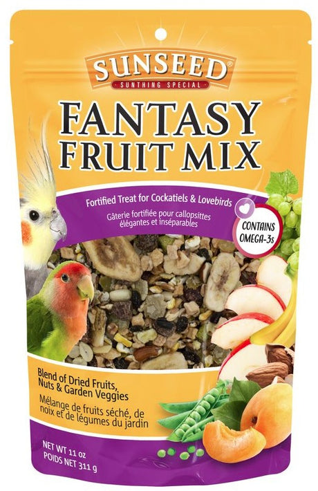 11 oz Sunseed Fantasy Fruit Mix Fortified Treat for Cockatiels and Lovebirds