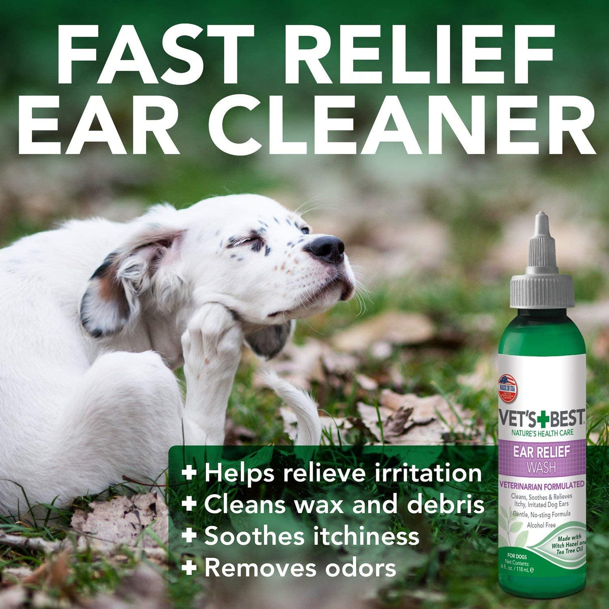 Vets Best Ear Relief Wash Natural Formula Alcohol-Free for Dogs - PetMountain.com