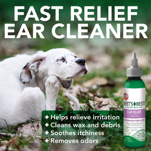 12 oz (3 x 4 oz) Vets Best Ear Relief Wash Natural Formula Alcohol-Free for Dogs