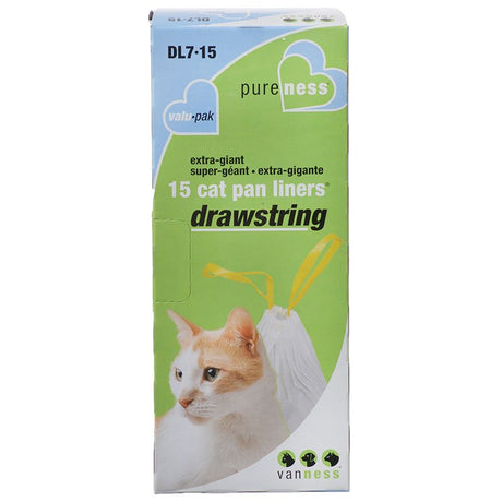 15 count Van Ness PureNess Drawstring Cat Pan Liners Extra Giant
