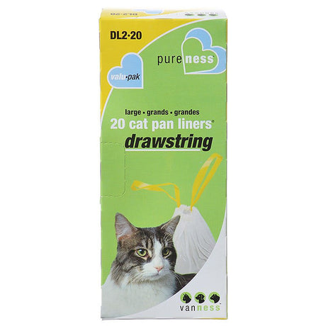 120 count (6 x 20 ct) Van Ness PureNess Drawstring Cat Pan Liners Large