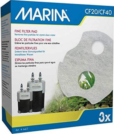 3 count Marina Canister Filter Replacement Fine Filter Pad for CF20/CF40