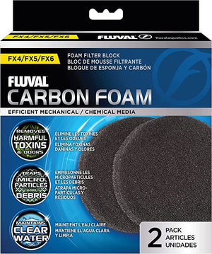 6 count (3 x 2 ct) Fluval Replacement Carbon Foam Pad for FX4 / FX5 / FX6