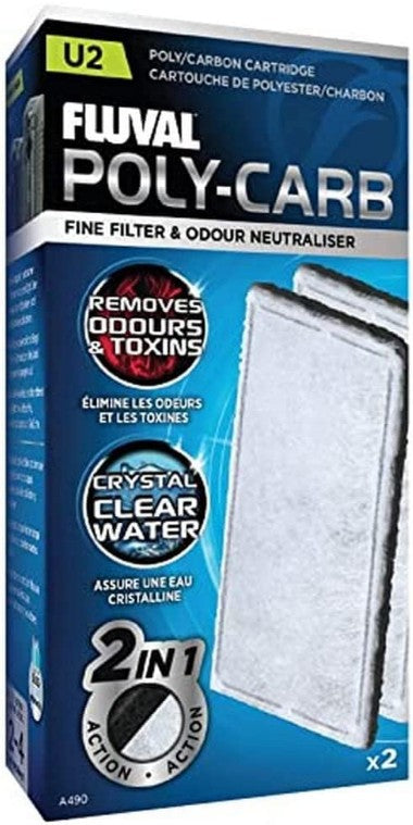 U2 - 12 count (6 x 2 ct) Fluval Underwater Filter Stage 2 Poly/Carbon Cartridges