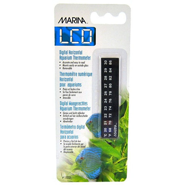 Marina LCD 0.6" Long Digital Horizontal Aquarium Thermometer 68 to 86&deg; F - PetMountain.com