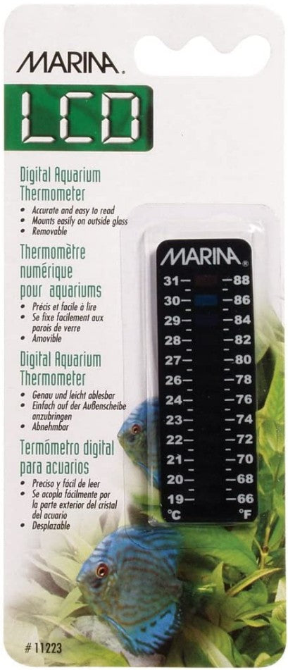 Marina LCD 3" Long Digital Aquarium Thermometer 66 to 88&deg; F - PetMountain.com