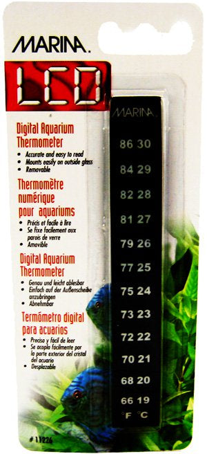 Marina LCD 5" LongDigital Aquarium Thermometer 66 to 88&deg; F - PetMountain.com