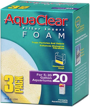 20 gallon - 3 count AquaClear Filter Insert Foam for Aquariums
