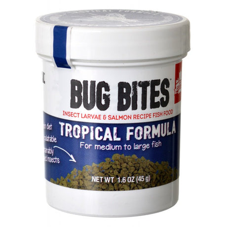 1.59 oz Fluval Bug Bites Tropical Formula Granules for Medium-Large Fish