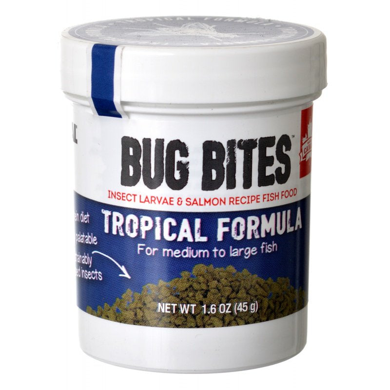 6.36 oz (4 x 1.59 oz) Fluval Bug Bites Tropical Formula Granules for Medium-Large Fish
