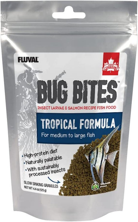 4.4 oz Fluval Bug Bites Tropical Formula Granules for Medium-Large Fish