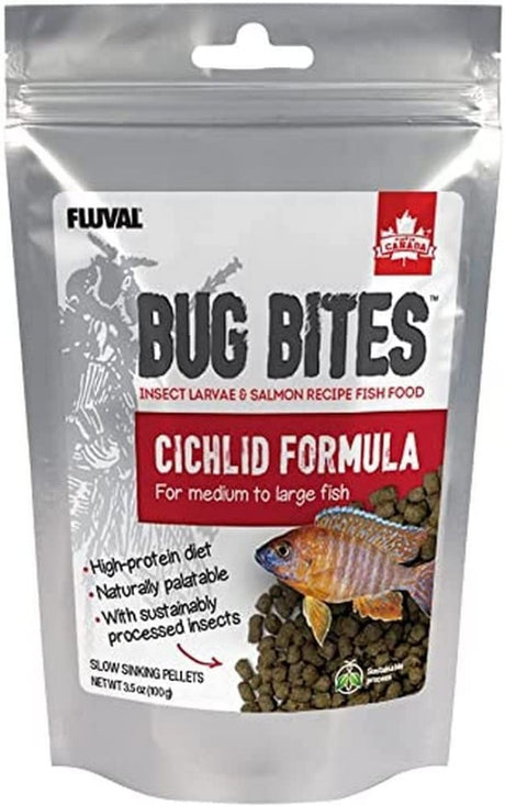 21 oz (6 x 3.5 oz) Fluval Bug Bites Cichlid Formula for Medium-Large Fish