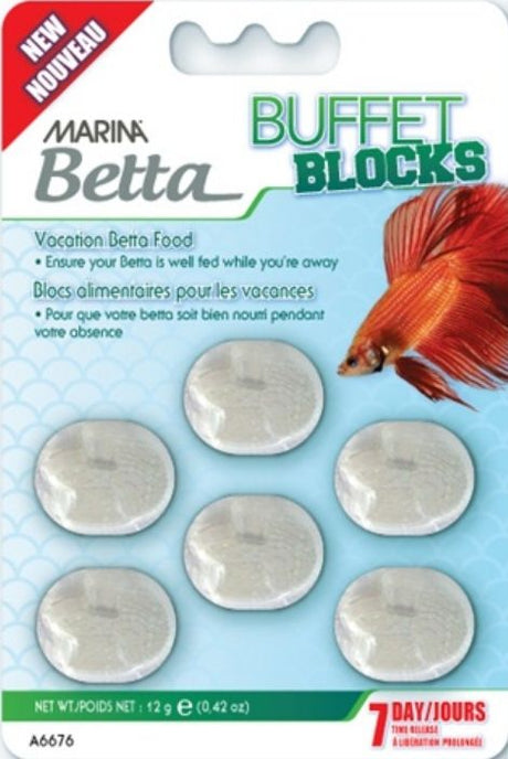 2.52 oz (6 x 0.42 oz) Marina Betta Buffet Blocks 7 Day Vacation Food
