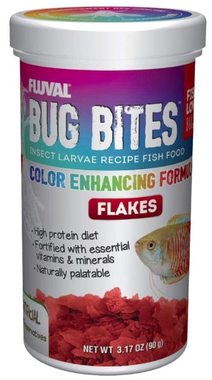 3.17 oz Fluval Bug Bites Insect Larvae Color Enhancing Fish Flake