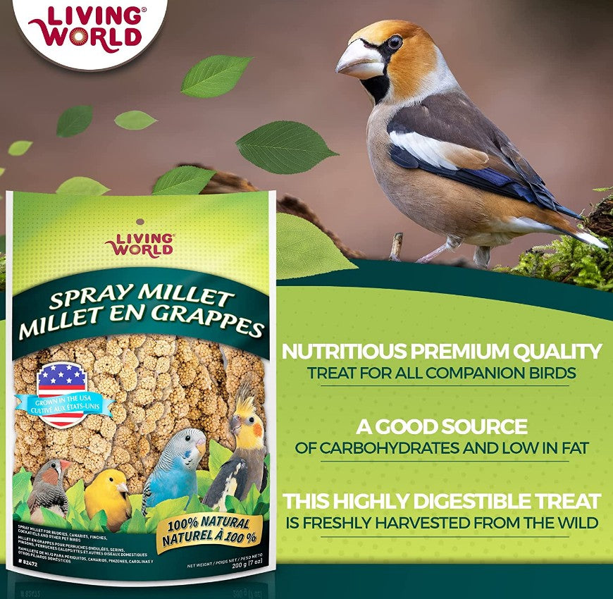 126 oz (18 x 7 oz) Living World Spray Millet for Birds