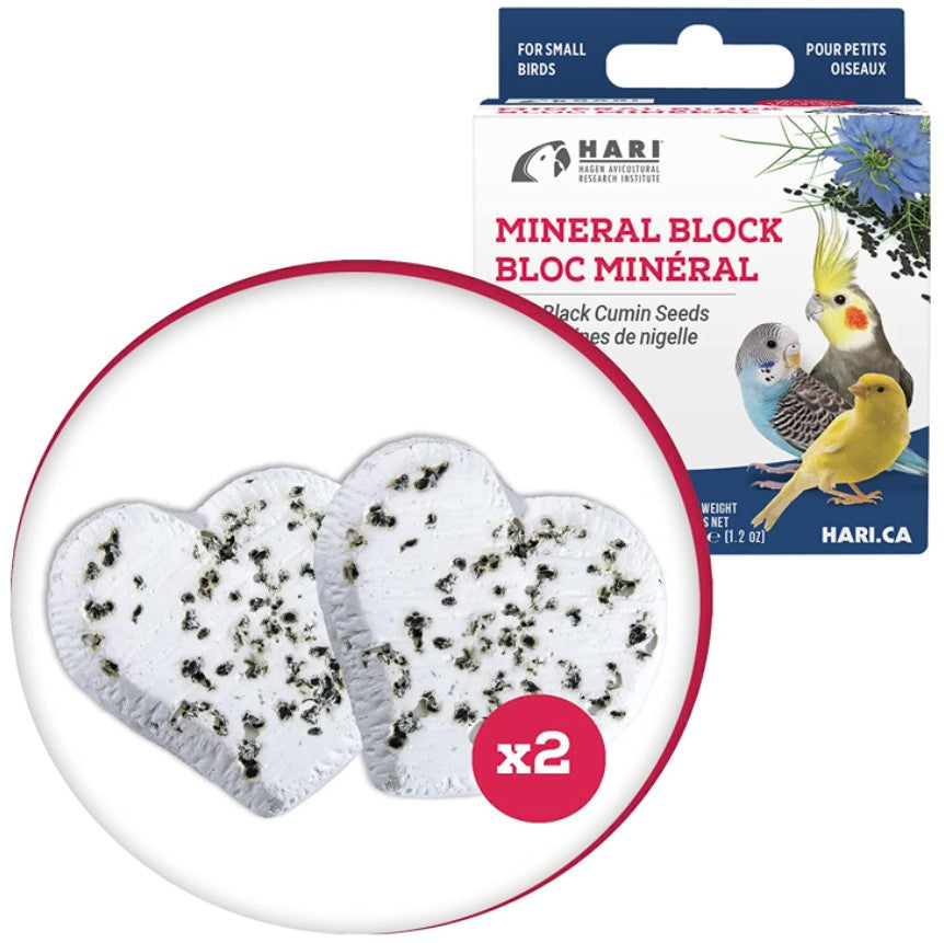 14.4 oz (12 x 1.2 oz) HARI Black Cumin Seed Mineral Block for Small Birds