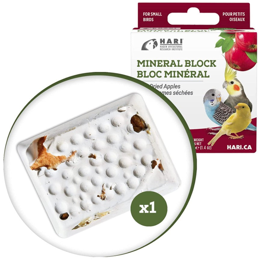 1.4 oz HARI Dried Apple Mineral Block for Small Birds