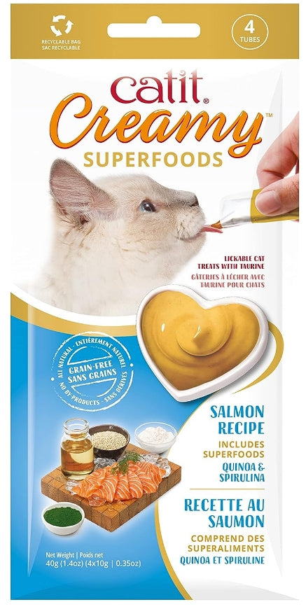 Catit Creamy Superfood Lickable Salmon, Quinoa and Spirulina Cat Treat - PetMountain.com