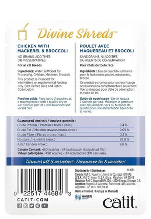 47.7 oz (18 x 2.65 oz) Catit Divine Shreds Chicken with Mackerel and Broccoli