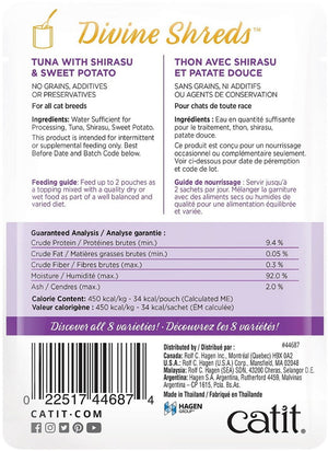 2.65 oz Catit Divine Shreds Tuna with Shirasu and Sweet Potato