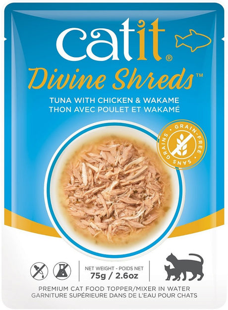 47.7 oz (18 x 2.65 oz) Catit Divine Shreds Tuna with Chicken and Wakame