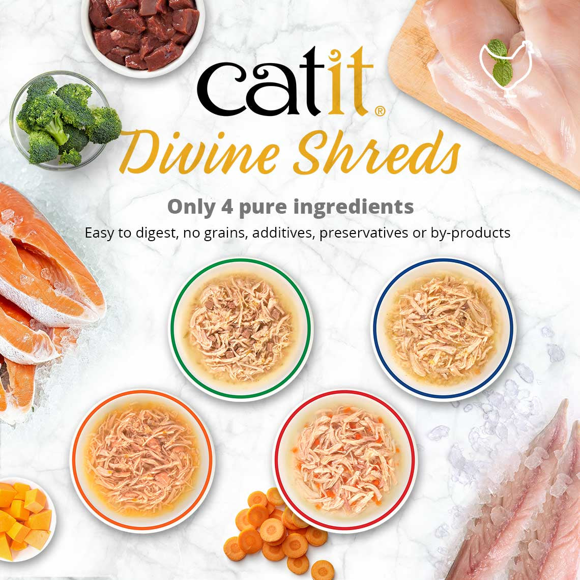 12 count Catit Divine Shreds Chicken Variety Pack