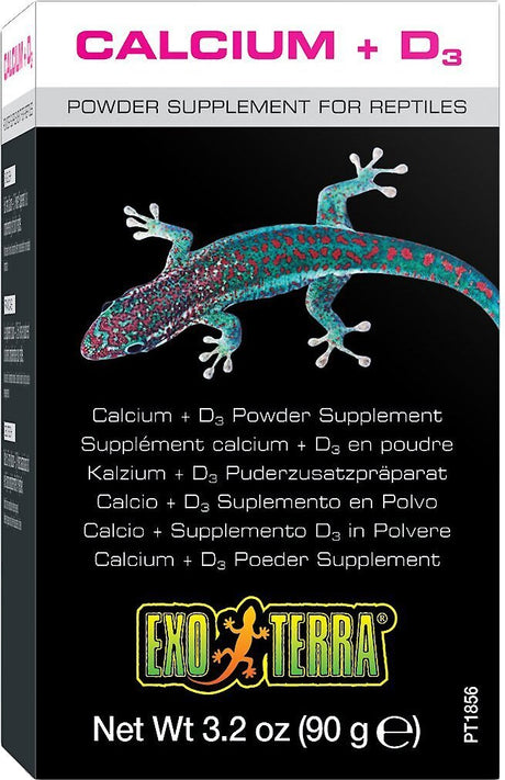 9.6 oz (3 x 3.2 oz) Exo Terra Calcium + D3 Powder Supplement for Reptiles