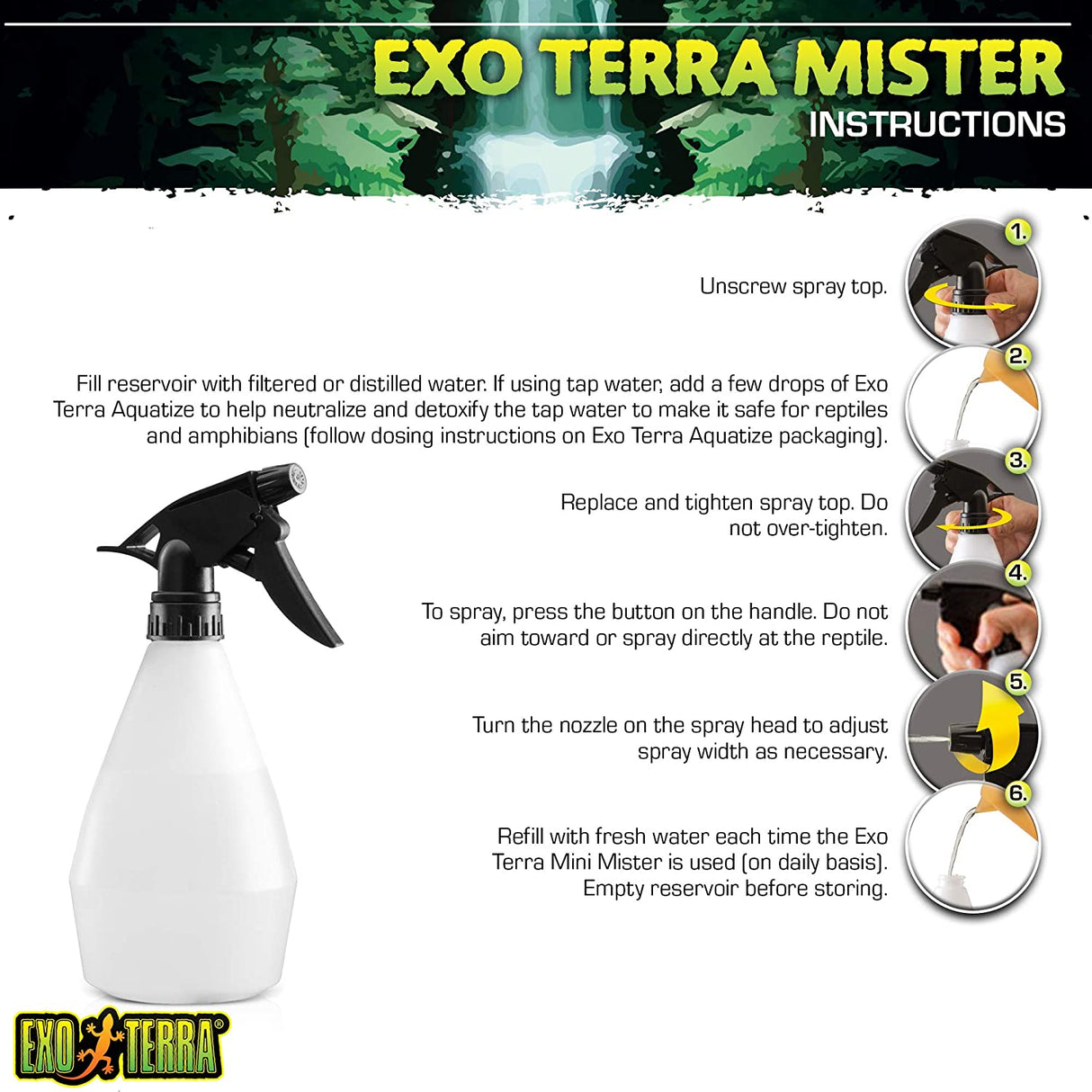 6 count Exo Terra Reptile Mister Bottle