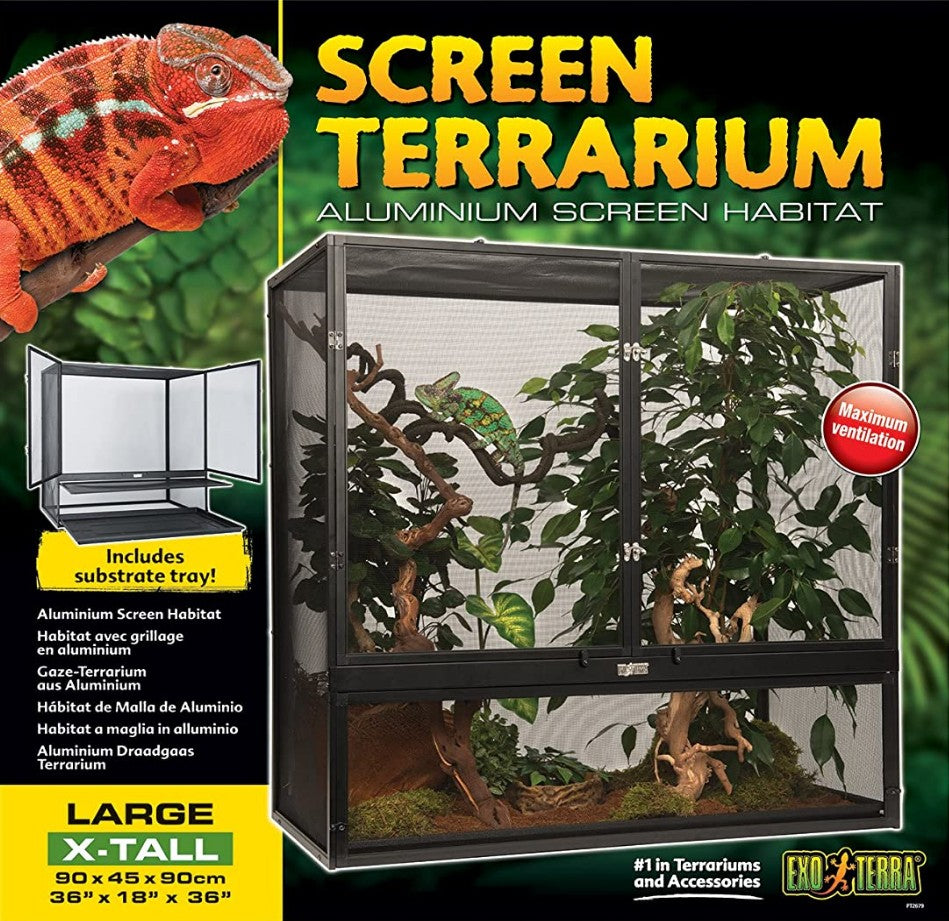 Exo Terra Screen Terrarium Aluminum Screen Habitat Large X-Tall for Reptiles - PetMountain.com