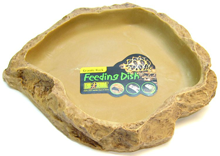 Large - 1 count Exo Terra Granite Rock Feeding Dish for Reptiles