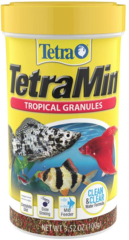 3.52 oz Tetra TetraMin Tropical Granules Nutritionally Balanced Fish Food for Small Aquarium Fish